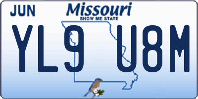 MO license plate YL9U8M