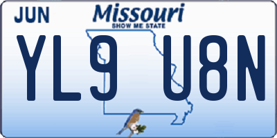MO license plate YL9U8N