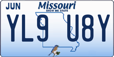 MO license plate YL9U8Y