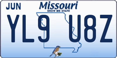 MO license plate YL9U8Z