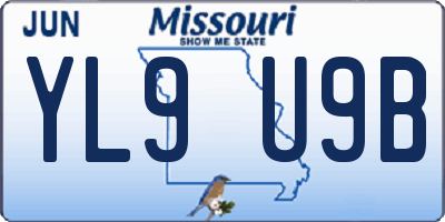 MO license plate YL9U9B