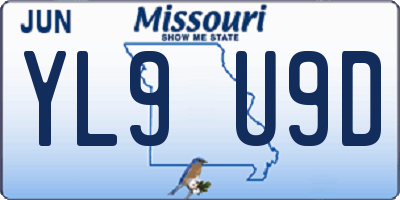 MO license plate YL9U9D