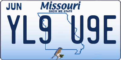 MO license plate YL9U9E