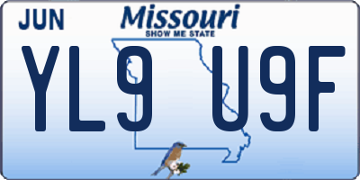 MO license plate YL9U9F