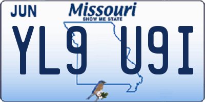 MO license plate YL9U9I
