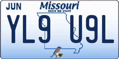 MO license plate YL9U9L