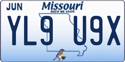 MO license plate YL9U9X