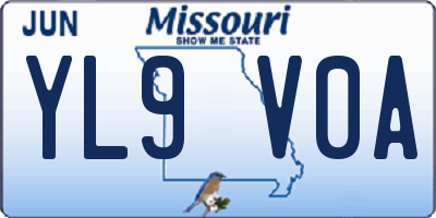 MO license plate YL9V0A