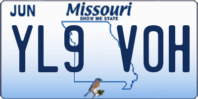 MO license plate YL9V0H