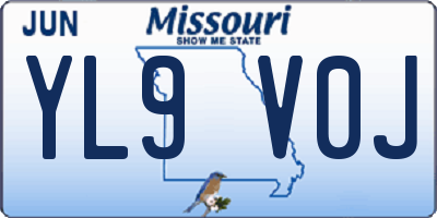 MO license plate YL9V0J