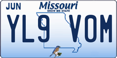 MO license plate YL9V0M