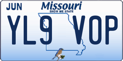 MO license plate YL9V0P