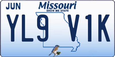 MO license plate YL9V1K
