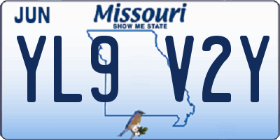 MO license plate YL9V2Y