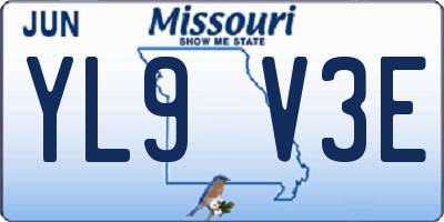 MO license plate YL9V3E