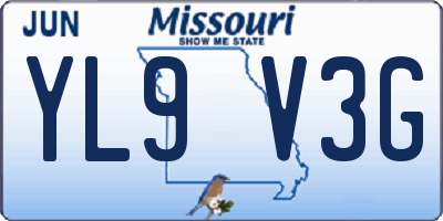 MO license plate YL9V3G