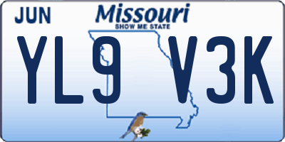 MO license plate YL9V3K