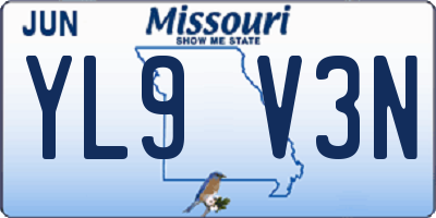 MO license plate YL9V3N