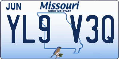 MO license plate YL9V3Q