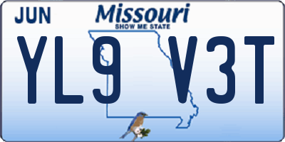 MO license plate YL9V3T