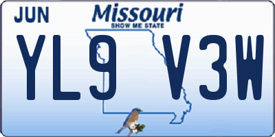 MO license plate YL9V3W