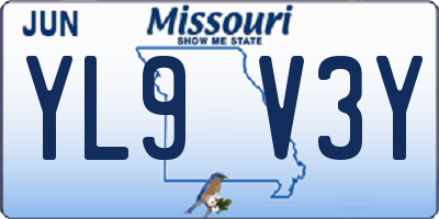 MO license plate YL9V3Y