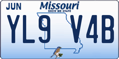 MO license plate YL9V4B
