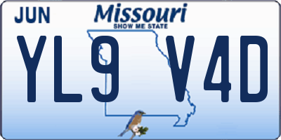MO license plate YL9V4D