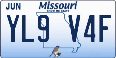 MO license plate YL9V4F