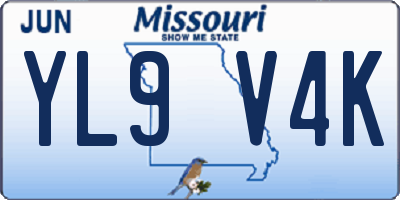 MO license plate YL9V4K