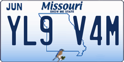 MO license plate YL9V4M