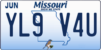 MO license plate YL9V4U