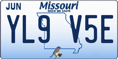 MO license plate YL9V5E