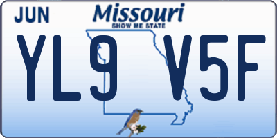MO license plate YL9V5F