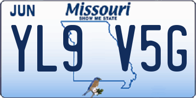 MO license plate YL9V5G