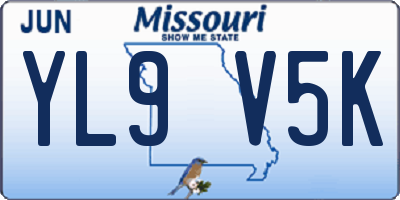 MO license plate YL9V5K