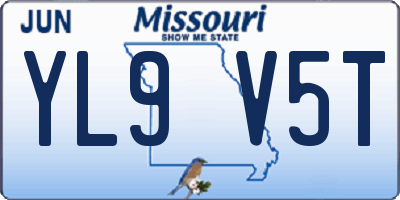 MO license plate YL9V5T