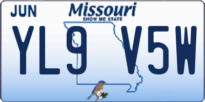 MO license plate YL9V5W