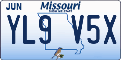 MO license plate YL9V5X