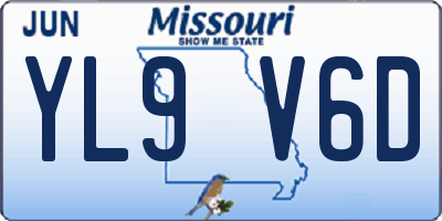 MO license plate YL9V6D