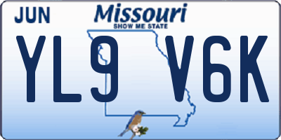 MO license plate YL9V6K