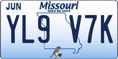 MO license plate YL9V7K