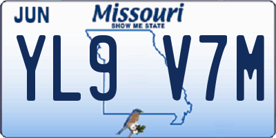 MO license plate YL9V7M