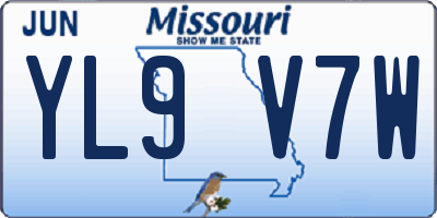 MO license plate YL9V7W
