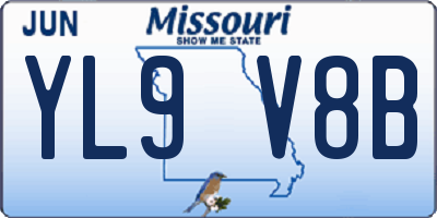 MO license plate YL9V8B