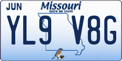 MO license plate YL9V8G