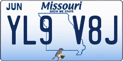 MO license plate YL9V8J