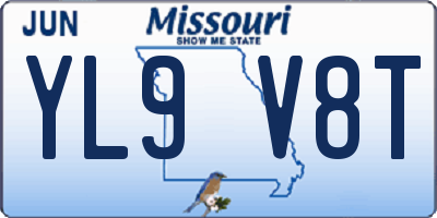 MO license plate YL9V8T