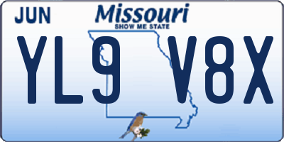 MO license plate YL9V8X