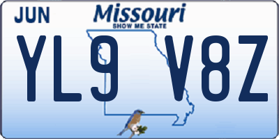 MO license plate YL9V8Z